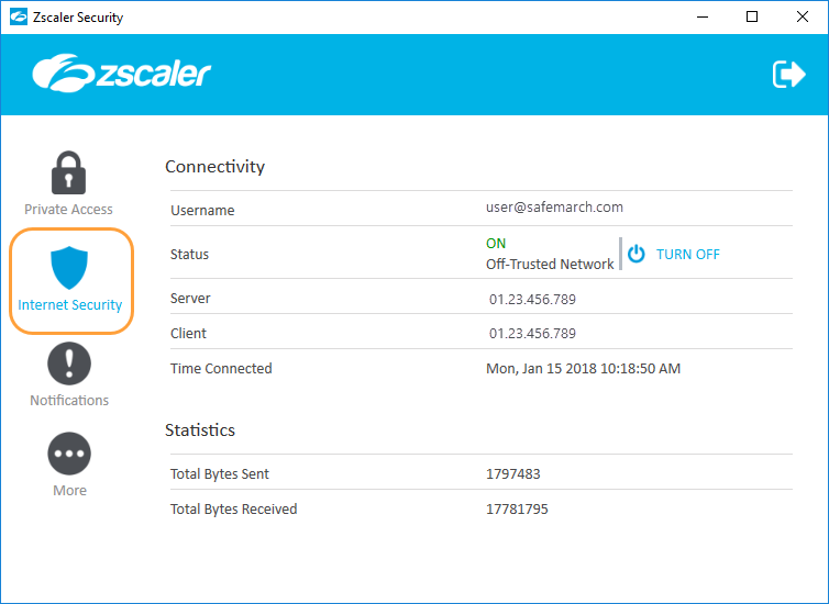 Viewing Information About Security on the Zscaler App (Windows